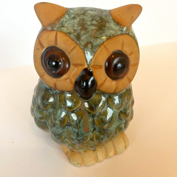 Owl, ceramic home decor, small Accents Ceramic Owl Figure Seafoam